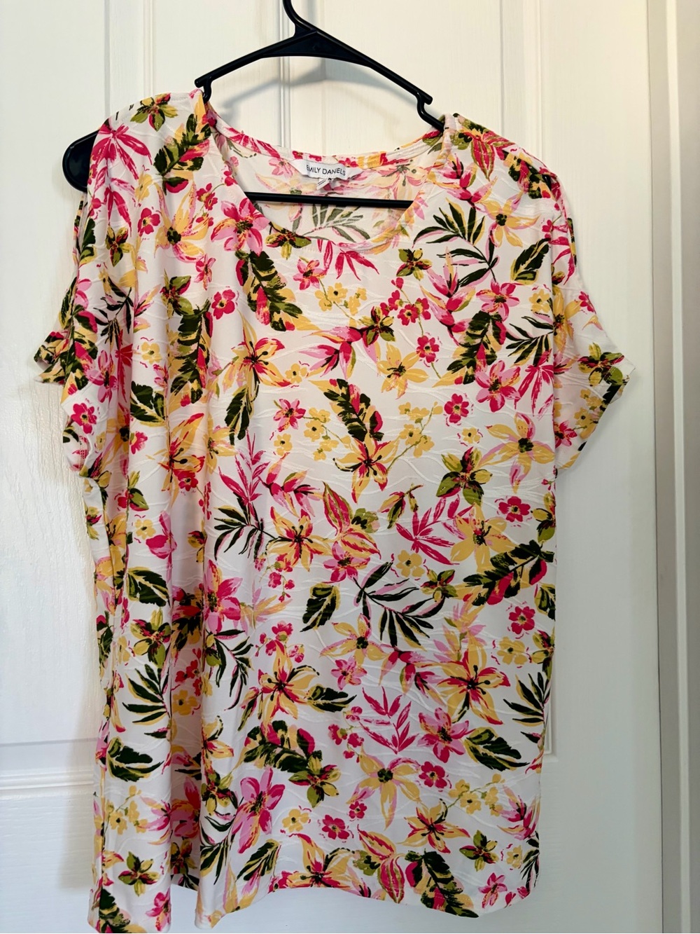 Women's Floral Short Sleeve Tee in Pink & Yellow by Lily Daniels